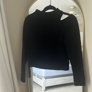 Anthropologie Black Asymmetrical Cut Out Blouse